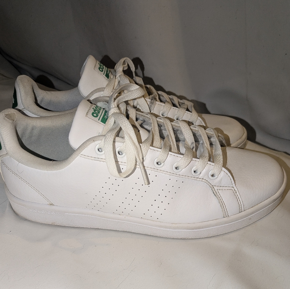 adidas White Athletic Shoes with Green Accents - Picture 2 of 7